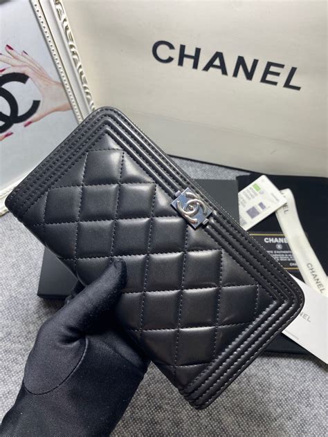 boy chanel long zipped wallet|chanel boy wallet review.